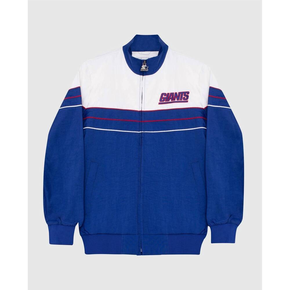NEW STARTER men's new york giants nylon full-zip jacket in blue